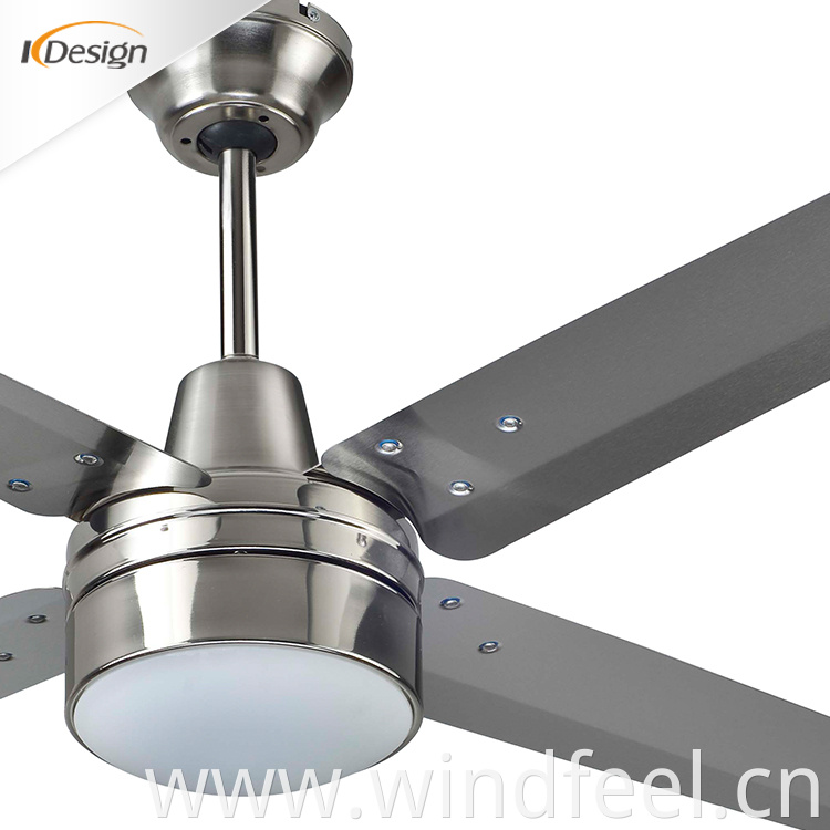 Silver spotlight 48 inch copper motor ceiling fan no noise high end stainless steel ceiling fans with remote control